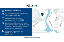 Getuigen gezocht overleden man Almere