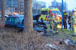 Auto tegen boom gereden in Almere, bestuurder gewond