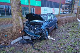 Auto tegen boom gereden in Almere, bestuurder gewond