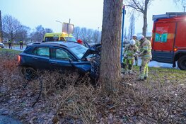Auto tegen boom gereden in Almere, bestuurder gewond