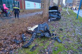 Auto tegen boom gereden in Almere, bestuurder gewond