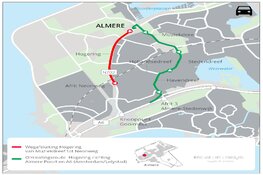 Afsluiting N702 hogering (Almere) van vrijdag 23 tot maandag 26 juni