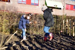 Leerlingen Het Palet planten tiende Tiny Forest in Almere
