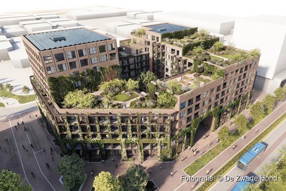 Nieuw icoon voor Almere Buiten Centrum: groen gebouw met 224 woningen